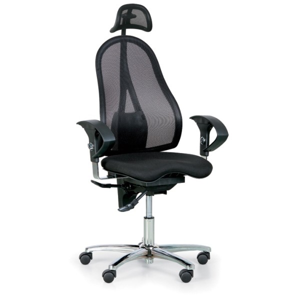 Zdravotná balančná Kancelárska stolička EXETER NET s opierkou hlavy, čierna