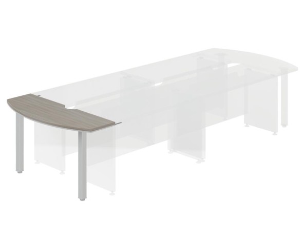 Zakončovací prvok rokovacieho stola, 1400 x 500 x 762 mm, dub sivý