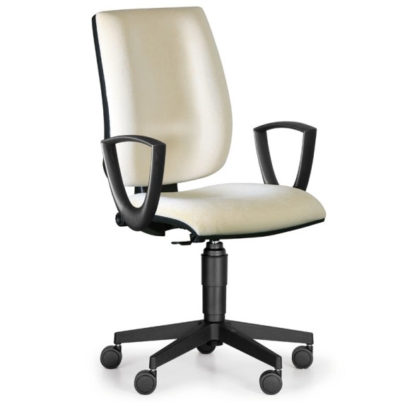 Kancelárska stolička FIGO s podpierkami rúk, permanentní kontakt, biela