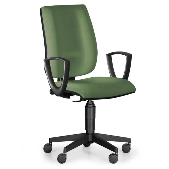 Kancelárska stolička FIGO s podpierkami rúk, permanentní kontakt, zelená