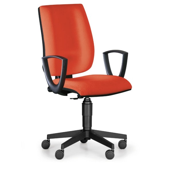 Kancelárska stolička FIGO s podpierkami rúk, permanentní kontakt, oranžové