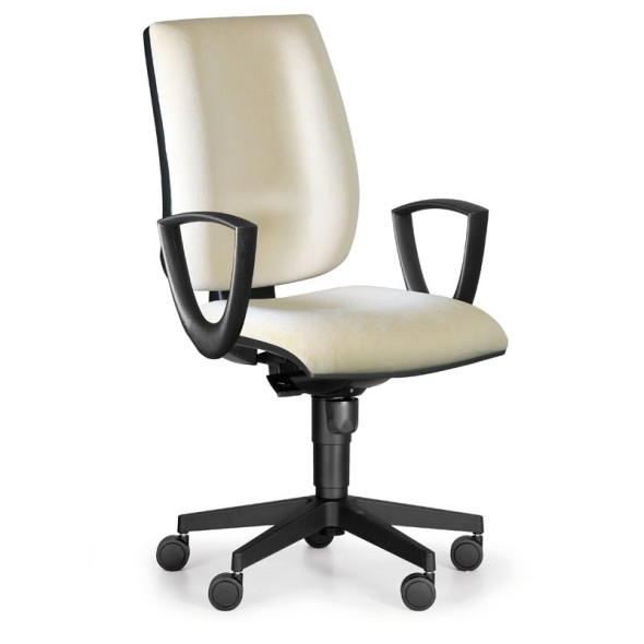 Kancelárska stolička FIGO s podpierkami rúk, synchronní mechanika, biela