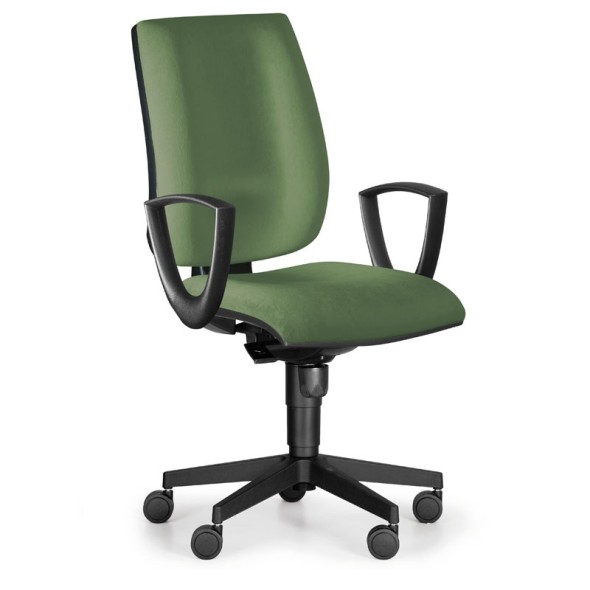 Kancelárska stolička FIGO s podpierkami rúk, synchronní mechanika, zelená