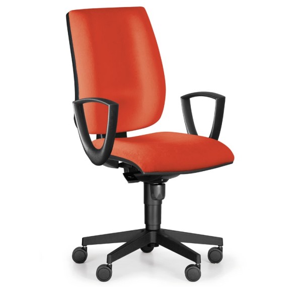 Kancelárska stolička FIGO s podpierkami rúk, synchronní mechanika, oranžové