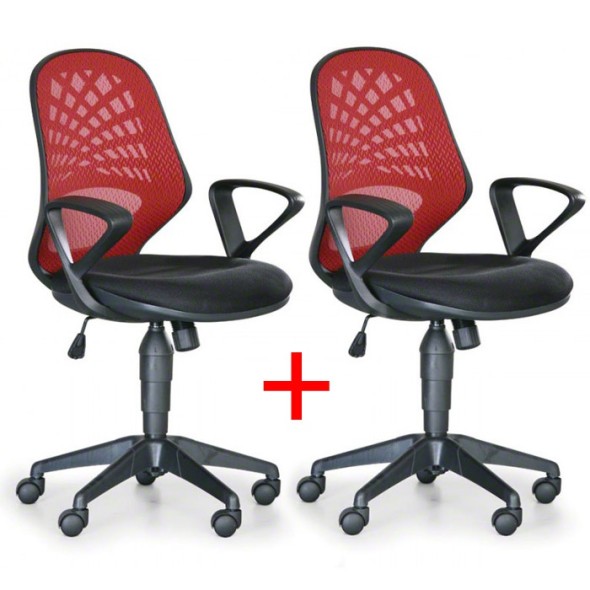 Kancelárska stolička FLER, Akce 1+1 ZADARMO, červená