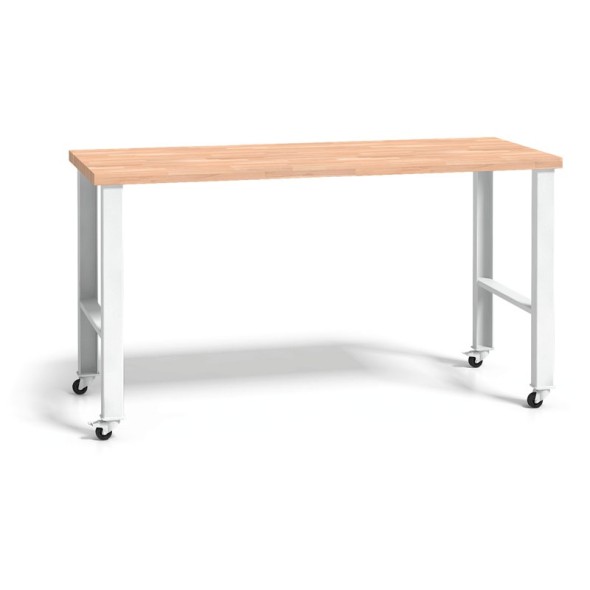 Dielenský stôl s drevenou pracovnou doskou - s kolieskami, 1700 mm