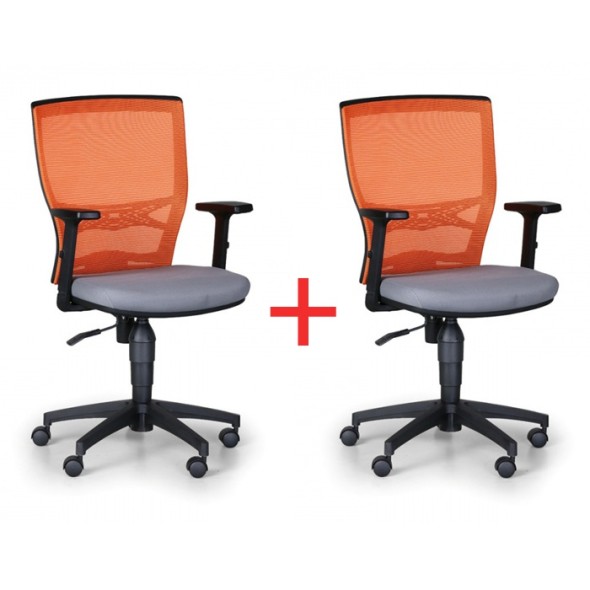 Kancelárska stolička VENLO 1+1 ZADARMO, oranžová/sivá