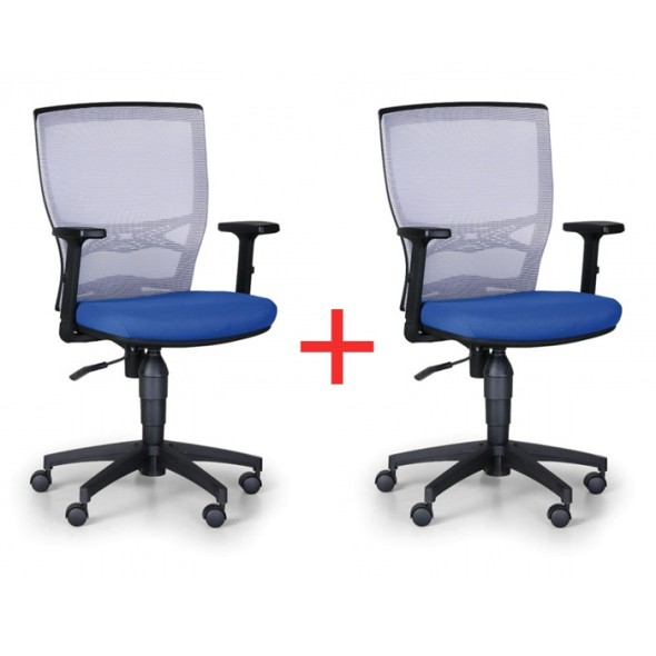Kancelárska stolička VENLO 1+1 ZADARMO, sivá/modrá