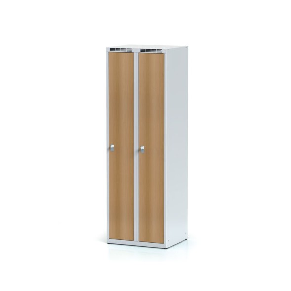 Šatňová skrinka, 2-dverová, laminované dvere buk otočný zámok
