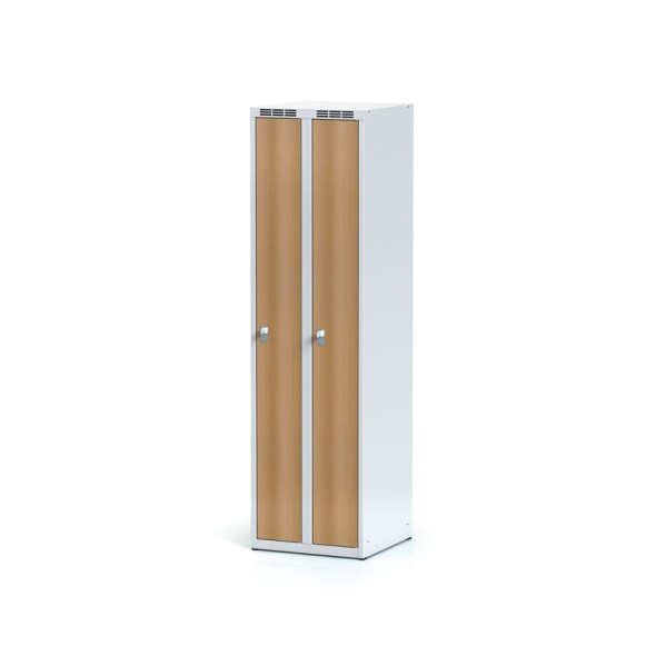 Šatňová skrinka zúžená, 2-dverová, laminované dvere buk otočný zámok