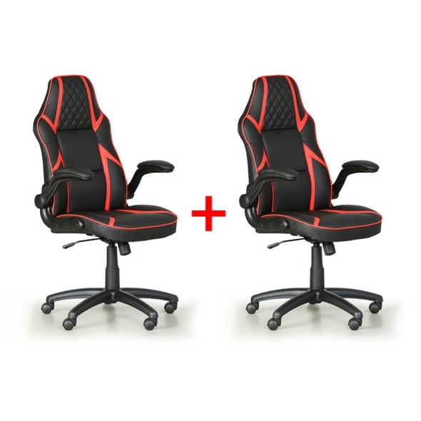 Kancelárska stolička GAME, 1+1 ZADARMO, čierna/červený