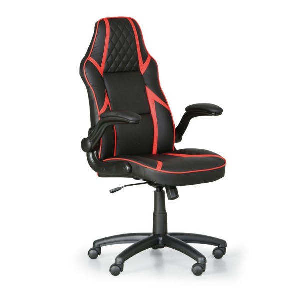 Kožená kancelárska stolička GAME, čierna / červená