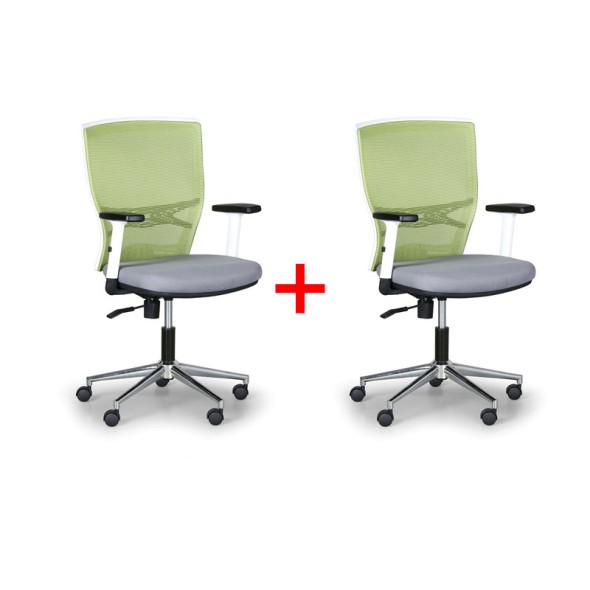 Kancelárska stolička HAAG, Akce 1+1 ZADARMO, zelená / sivá
