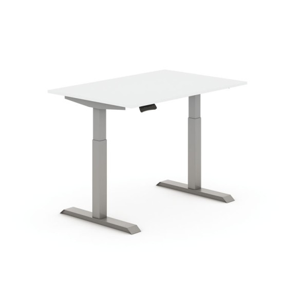 Výškovo nastaviteľný stôl PRIMO ADAPT, elektrický, 1200x800x735-1235 mm, biela, sivá podnož