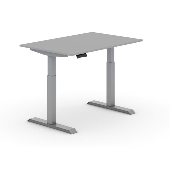 Výškovo nastaviteľný stôl PRIMO ADAPT, elektrický, 1200x800x735-1235 mm, sivá, sivá podnož