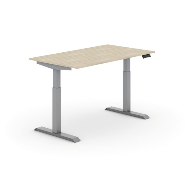 Výškovo nastaviteľný stôl PRIMO ADAPT, elektrický, 735-1235 mm,  doska 1400x800 mm, dub, sivá podnož