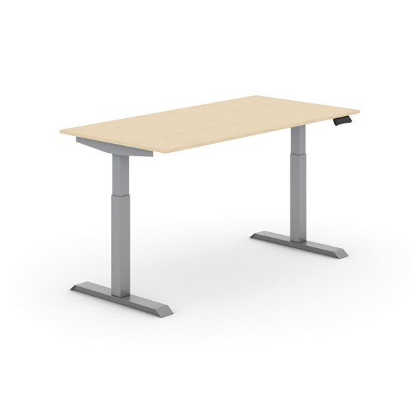 Výškovo nastaviteľný stôl PRIMO ADAPT, elektrický, 1600x800x735-1235 mm, breza, sivá podnož