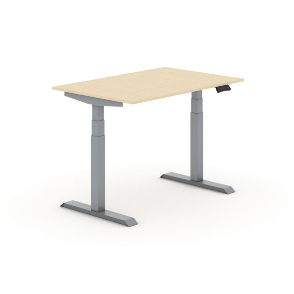 Výškovo nastaviteľný stôl PRIMO ADAPT, elektrický, 1200x800x625-1275 mm, breza, sivá podnož