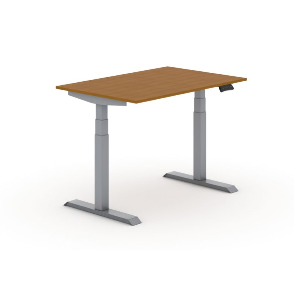 Výškovo nastaviteľný stôl, elektrický PRIMO ADAPT, 1200x800x625-1275 mm, čerešňa, sivá podnož