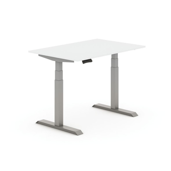 Výškovo nastaviteľný stôl, elektrický PRIMO ADAPT, 1200x800x625-1275 mm, biela, sivá podnož