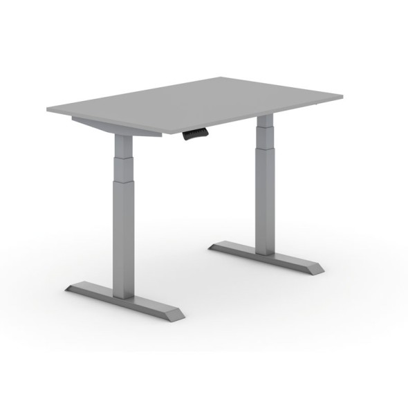Výškovo nastaviteľný stôl, elektrický PRIMO ADAPT, 1200x800x625-1275 mm, sivá, sivá podnož