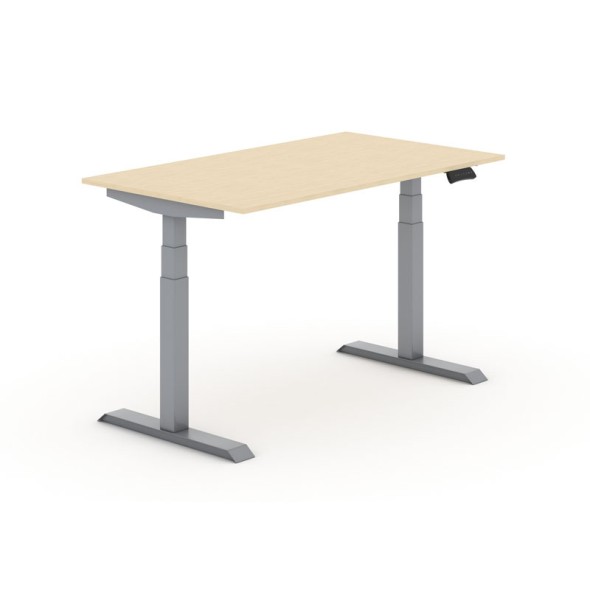 Výškovo nastaviteľný stôl PRIMO ADAPT, elektrický, 1400x800x625-1275 mm, breza, sivá podnož