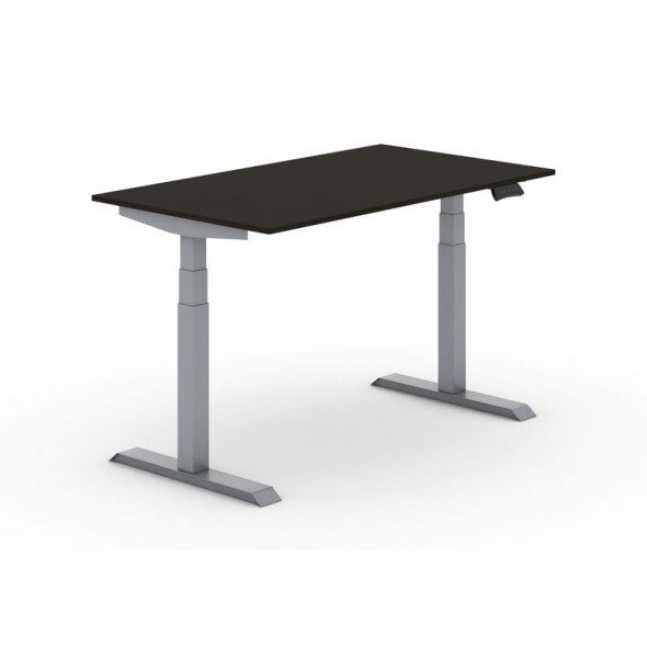 Výškovo nastaviteľný stôl PRIMO ADAPT, elektrický, 1400x800x625-1275 mm, wenge, sivá podnož