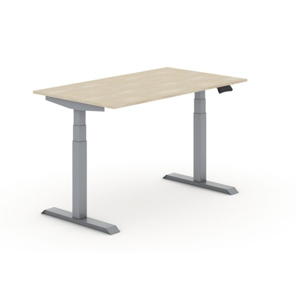 Výškovo nastaviteľný stôl PRIMO ADAPT, elektrický, 1400x800x625-1275 mm, dub, sivá podnož