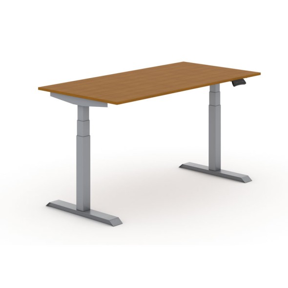 Výškovo nastaviteľný stôl PRIMO ADAPT, elektrický, 1600x800x625-1275 mm, čerešňa, sivá podnož