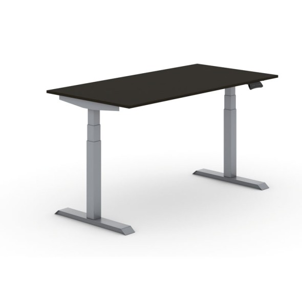 Výškovo nastaviteľný stôl PRIMO ADAPT, elektrický, 1600x800x625-1275 mm, wenge, sivá podnož