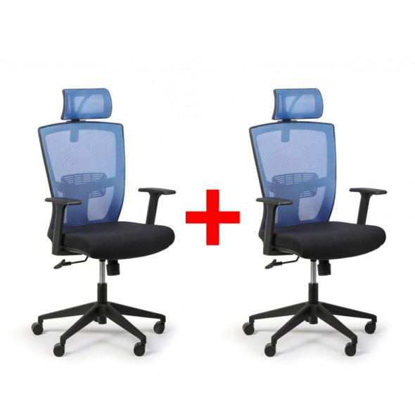 Kancelárska stolička FANTOM 1+1 ZADARMO, modrá
