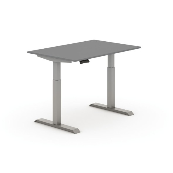 Výškovo nastaviteľný stôl, elektrický PRIMO ADAPT, 1200x800x625-1275 mm, grafit, sivá podnož