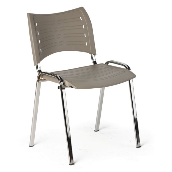 Plastová stolička SMART - chrómované nohy, sivohnedá