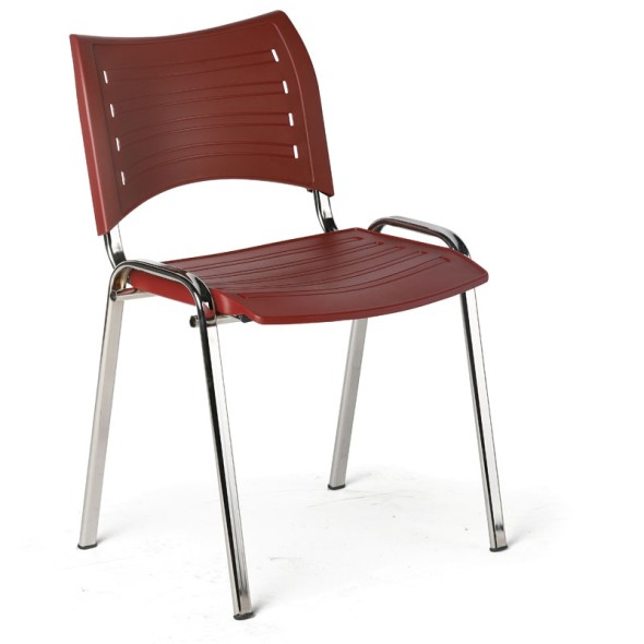 Plastová stolička SMART - chrómované nohy, bordó