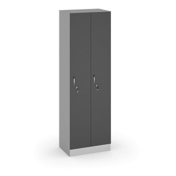 Drevená šatňová skrinka, 2 dvere, 1900x600x420 mm, sivá/antracit