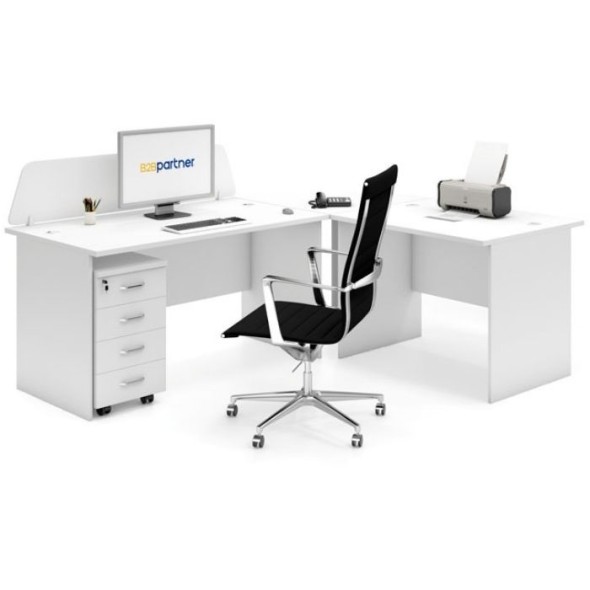 Zostava kancelárskeho nábytku Mirella A +, typ E, biela