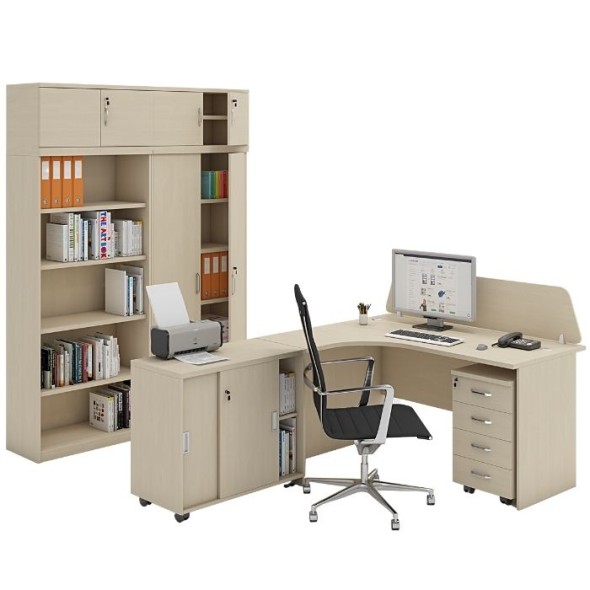 Zostava kancelárskeho nábytku MIRELLI A+, typ C, nadstavba, breza