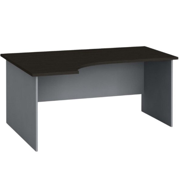 Ergonomický kancelársky pracovný stôl PRIMO FLEXI, 160x120 cm, sivá / wenge, ľavý