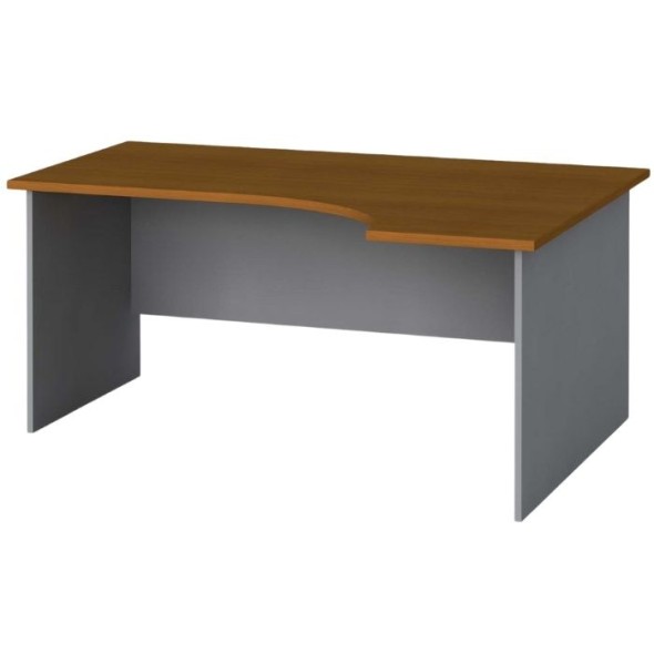 Ergonomický kancelársky pracovný stôl PRIMO FLEXI, 160x120 cm, sivá / čerešňa, pravý