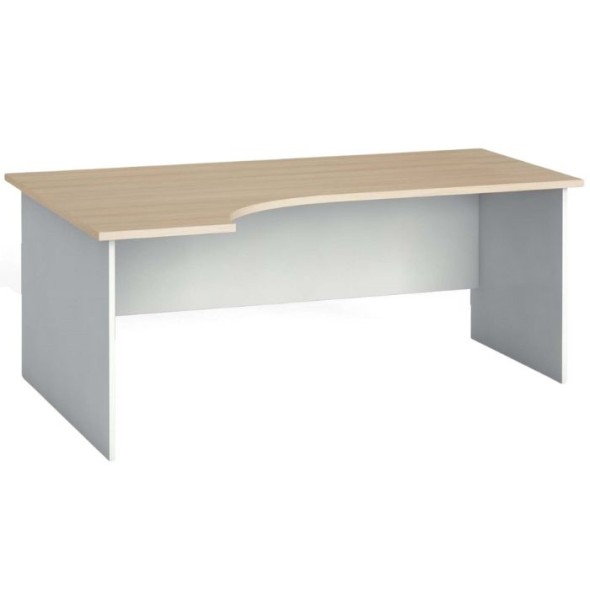 Ergonomický kancelársky pracovný stôl PRIMO FLEXI 180 x 120 cm, biela/dub prírodný, ľavý