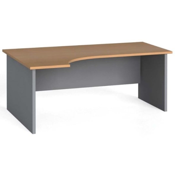 Ergonomický kancelársky pracovný stôl PRIMO FLEXI 180x120 cm, sivá / buk, ľavý