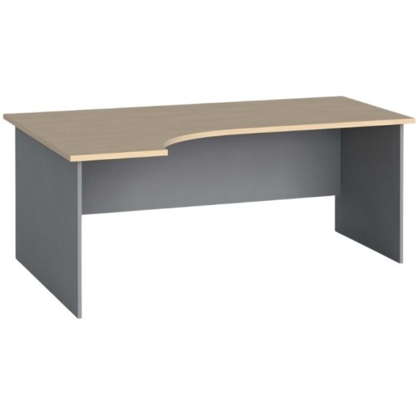 Ergonomický kancelársky pracovný stôl PRIMO FLEXI 180x120 cm, sivá / breza, ľavý