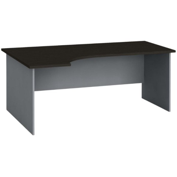 Ergonomický kancelársky pracovný stôl PRIMO FLEXI 180x120 cm, sivá / wenge, ľavý