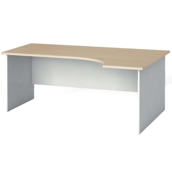 Ergonomický kancelársky pracovný stôl PRIMO FLEXI, 180 x 120 cm, biela/dub prírodný, pravý