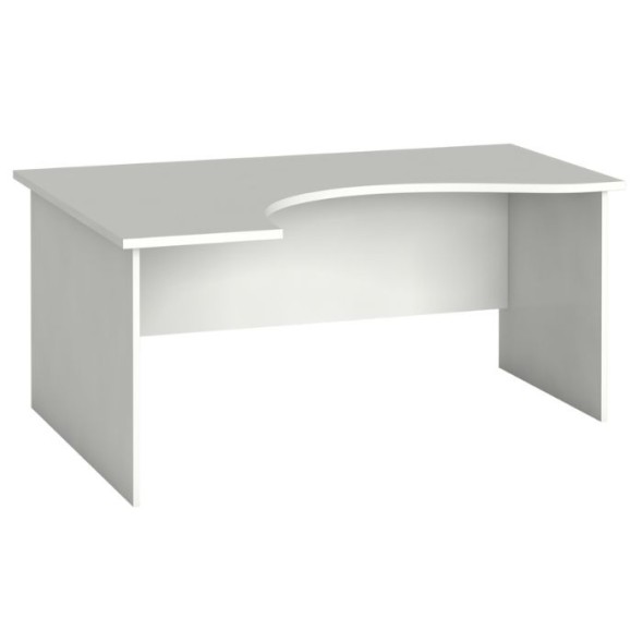 Rohový kancelársky pracovný stôl PRIMO FLEXI, zaoblený 160 x 120 cm, biela, ľavý