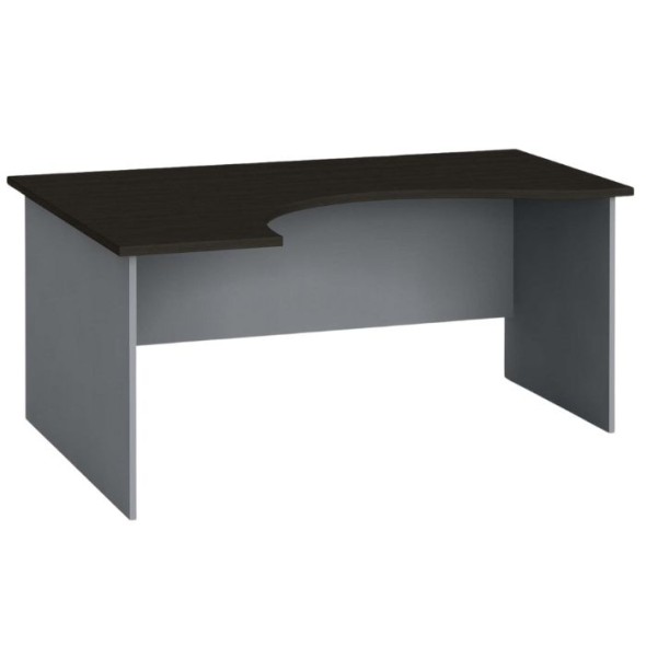 Rohový kancelársky pracovný stôl PRIMO FLEXI, zaoblený 160x120 cm, sivá / wenge, ľavý
