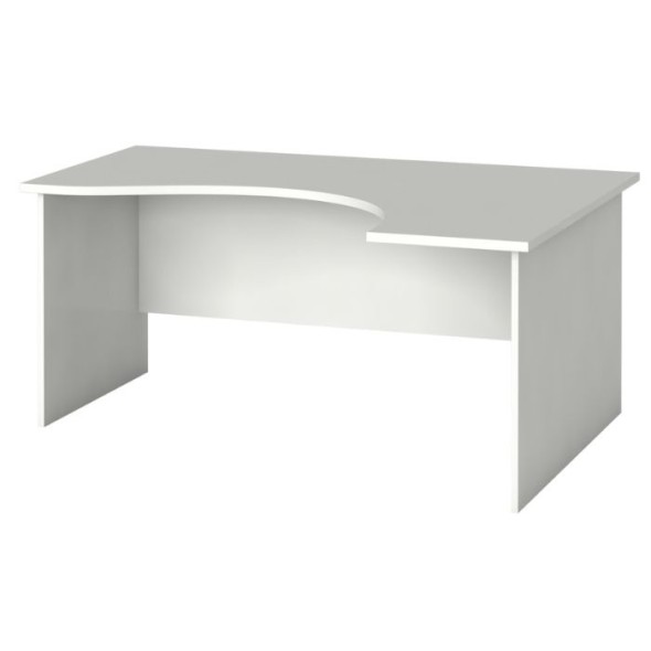 Rohový kancelársky pracovný stôl, zaoblený 160 x 120 cm, biela, pravý
