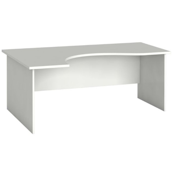 Rohový kancelársky pracovný stôl PRIMO FLEXI, zaoblený 180 x 120 cm, biela, ľavý