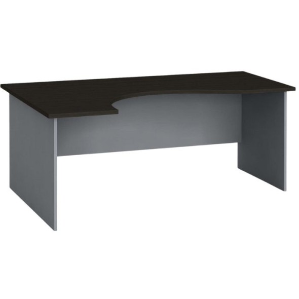 Rohový kancelársky pracovný stôl PRIMO FLEXI, zaoblený 180x120 cm, sivá / wenge, ľavý