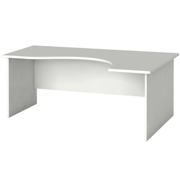 Rohový kancelársky pracovný stôl PRIMO FLEXI, zaoblený 180 x 120 cm, biela, pravý